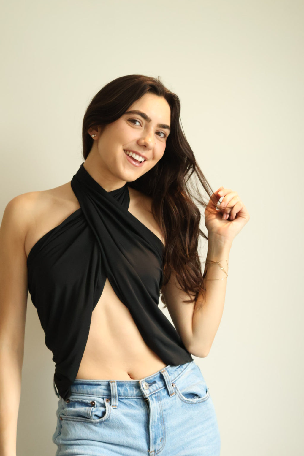 The transitional piece (black spandex)